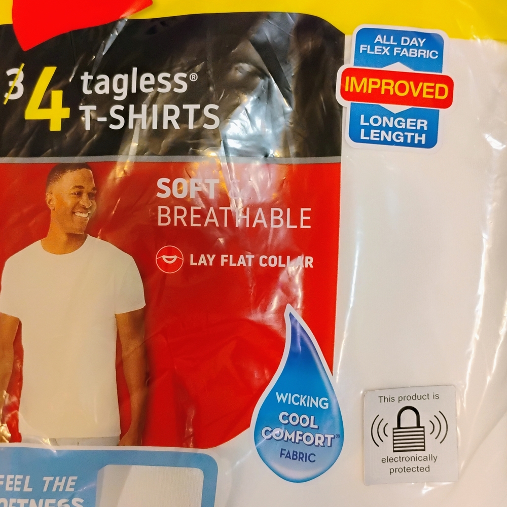 Hanes White & Red Tagless Short Sleeve T-Shirts (3/4 Pack)